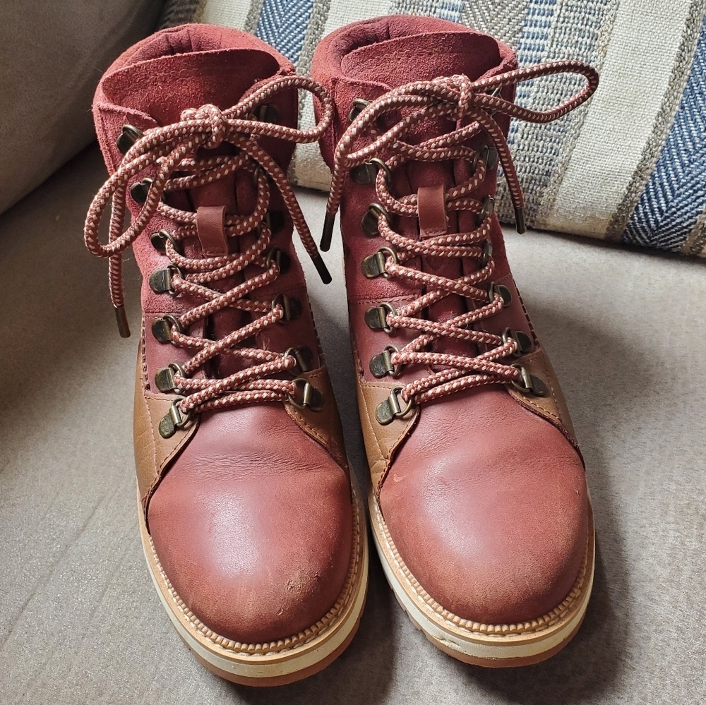 TOMS Womens Mesa Waterproof Leather Boots - Brown Size 8 - Picture 3 of 9